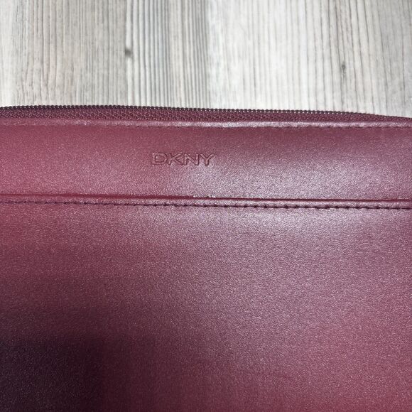 DKNY Bryant Zip Around Compact Wallet in burgundy leather - Picture 3 of 9